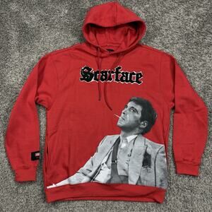 Scarface X REASON Hoodie Red Embroidered Graphic Print Al Pacino Mens Size XL